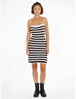 TOMMY JEANS Jurk met spaghettibandjes TJW CROCHET STRIPE DRESS