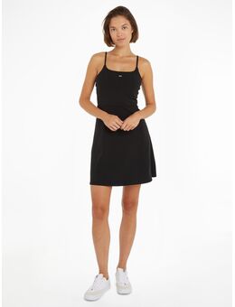 TOMMY JEANS Jurk met spaghettibandjes TJW ESSENTIAL STRAP FLARE DRESS met verstelbare spaghettibandjes