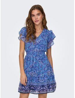 NU 20% KORTING: Gedessineerde jurk ONLVALENTINA LIFE S/S SMOCK DRESS CS PTM