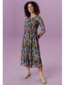 Midi-jurk met transparante mouwen, nieuwe collectie