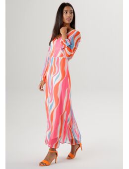 Maxi-jurk met kleurrijke golfprint - nieuwe collectie