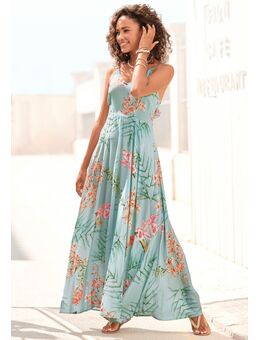 Maxi-jurk van geweven viscose, cut-outs op de rug, zomerjurk