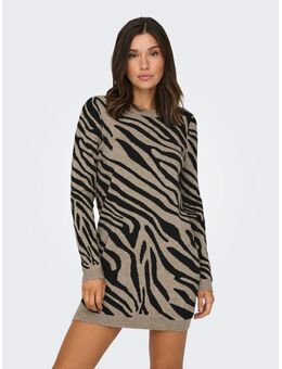 NU 20% KORTING: Gebreide jurk ONLJENNI LS ANIMAL DRESS EX KNT