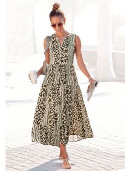 Maxi-jurk met animal print en knoopsluiting, zomerjurk, strandjurk