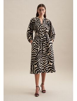 NU 20% KORTING: Zomerjurk Zwarte roos 3/4-mouwen ronde hals print