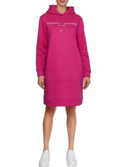 NU 20% KORTING: Sweatjurk Regular Hilfiger Hoodie Dress LS met lineair logo-opschrift