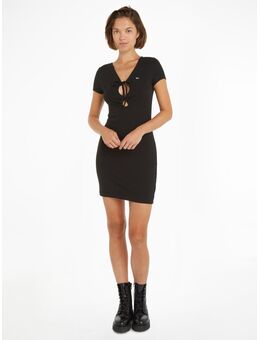 TOMMY JEANS Jerseyjurk TJW TIE GATHERING RIB DRESS