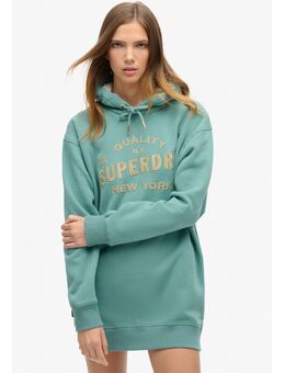 Jerseyjurk LUXE METALLIC LOGO HOOD DRESS