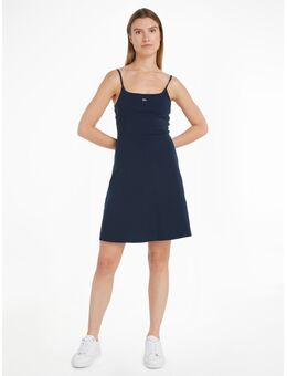 TOMMY JEANS Jurk met spaghettibandjes TJW ESSENTIAL STRAP FLARE DRESS met verstelbare spaghettibandjes