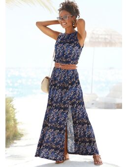 NU 20% KORTING: Maxi-jurk met zijnaadzakken en split, losse zomerjurk, strandjurk