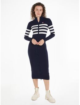 TOMMY JEANS Sweatjurk TJW STRIPE MIDI SWEATER DRESS