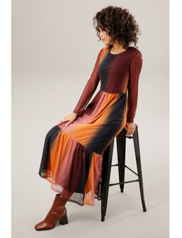 Maxi-jurk in trendy specerij-kleuren met kleurverloop
