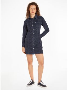 NU 20% KORTING: TOMMY JEANS Cordjurk TJW SLIM LS WASHED CORD DRESS