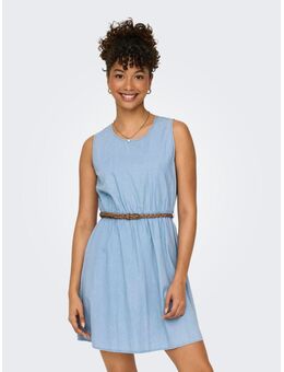 Jeans jurk ONLBEA S/L BRAIDED BELT DRESS DNM FS