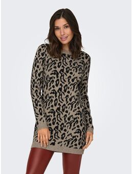 Gebreide jurk ONLJENNI LS ANIMAL DRESS EX KNT