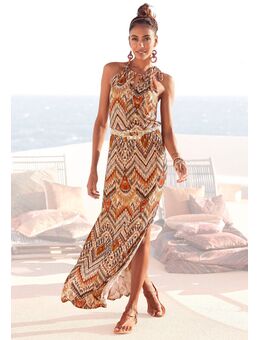 Maxi-jurk met modieuze halslijn in etnische print, zomerjurk, strandjurk