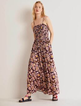 Strapless Jersey Maxi Dress French Navy, Paisley Bud Women , French Navy, Paisley Bud