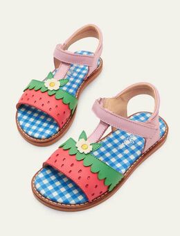 Pink Strawberry Leather Sandals Strawberry , Strawberry