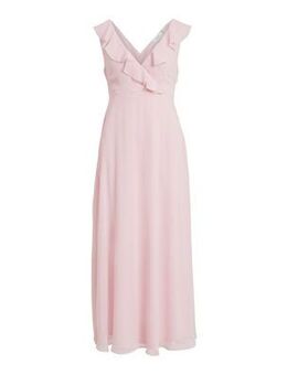 Pink Chiffon Ruffle Maxi Wrap Dress New Look