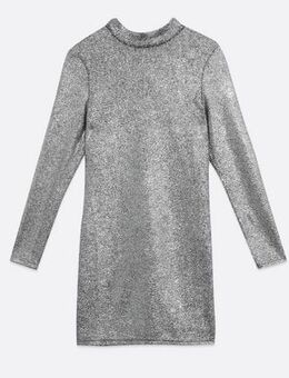 Silver Glitter High Neck Mini Dress New Look