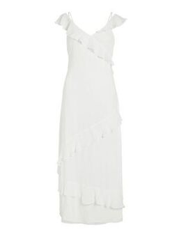 White Frill Midi Wrap Dress New Look