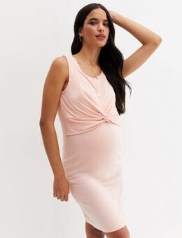 Maternity Mid Pink Knot Front Dress New Look