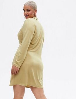 Curves Stone Ruched Mini Dress New Look