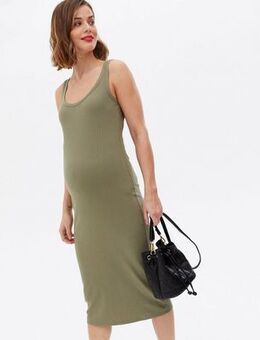 Maternity Khaki Jersey Bodycon Midi Dress