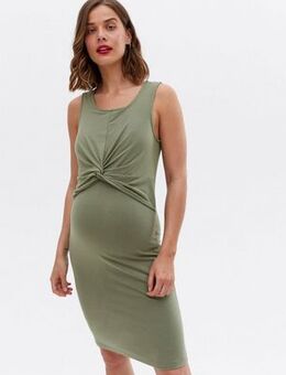 Maternity Olive Knot Front Dress New Look