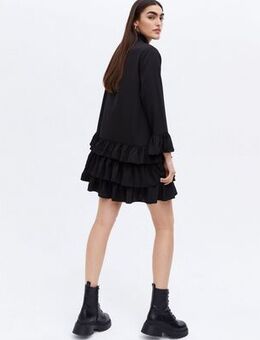 Black Frill Mini Smock Dress New Look