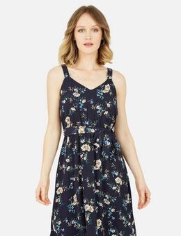 Navy Floral Belted Maxi Dress New Look