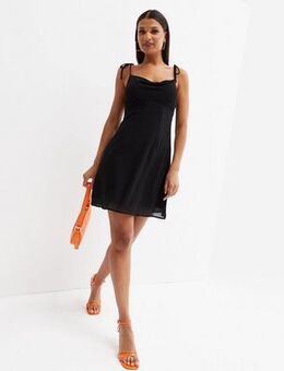Black Strappy Mini Slip Dress New Look