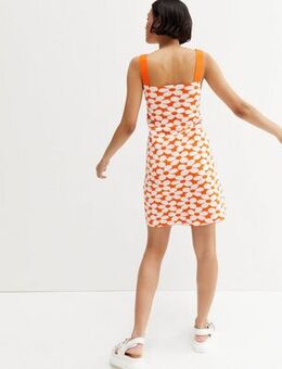 Orange Floral Jacquard Mini Dress