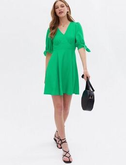 Green Crinkle Jersey Tie Sleeve Mini Dress