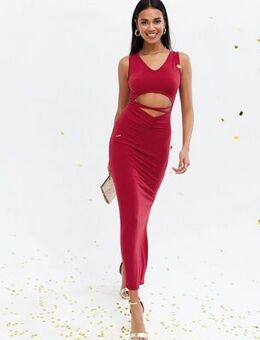 Red Slinky Cut Out Maxi Bodycon Dress