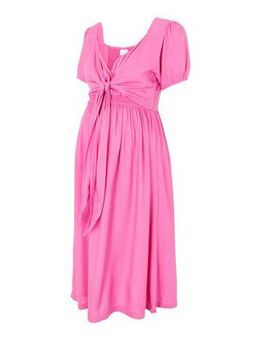 Maternity Pink Tie Nursing Dress New Look