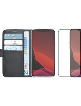 Wallet iPhone 12 mini Book Case Zwart + Screenprotector